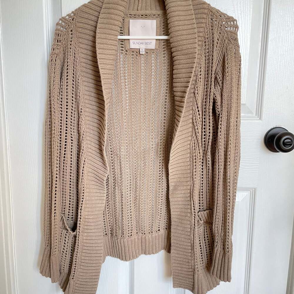 Aritzia Sunday Best Brown Beige Cardigan Outerwear